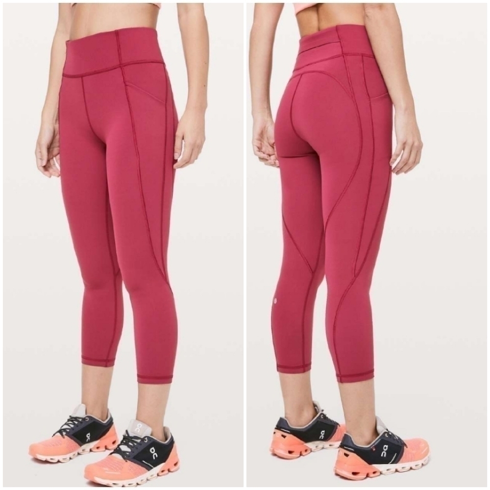 Lululemon Time To Sweat Crop 23" Leggings Pink Star Ruby Size 2